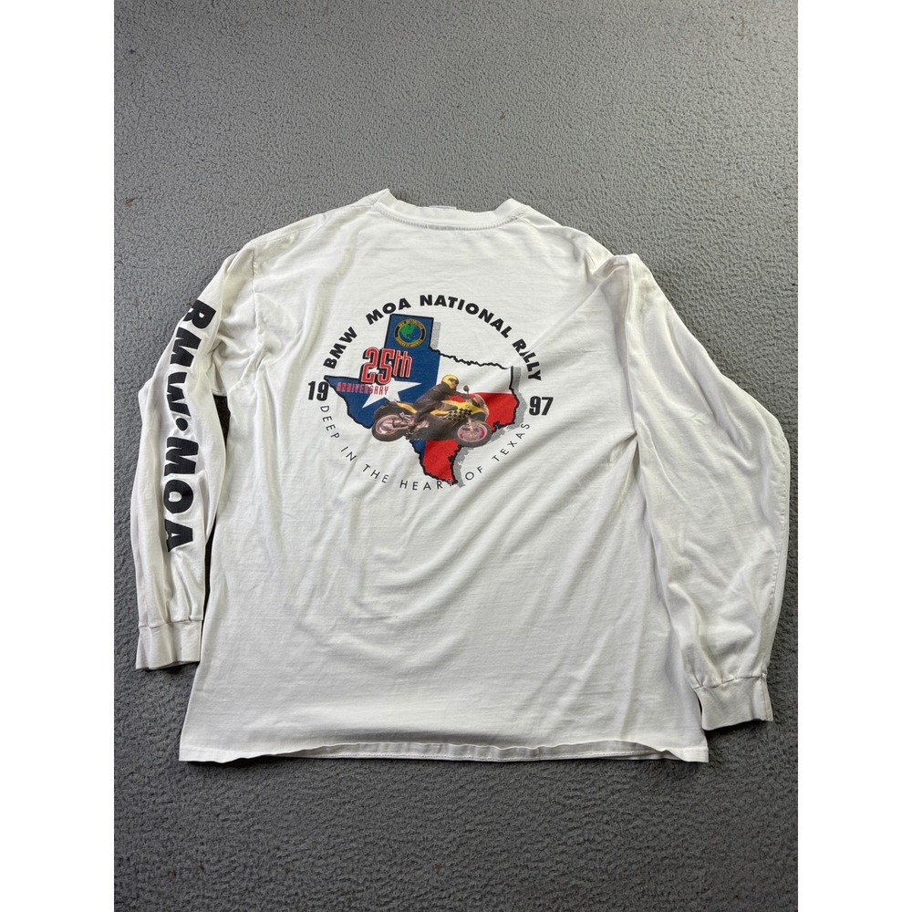 VTG 1997 Texas BMW Motorcyle Owners 25th Anniversary Long Sleeve Shirt Mens XL